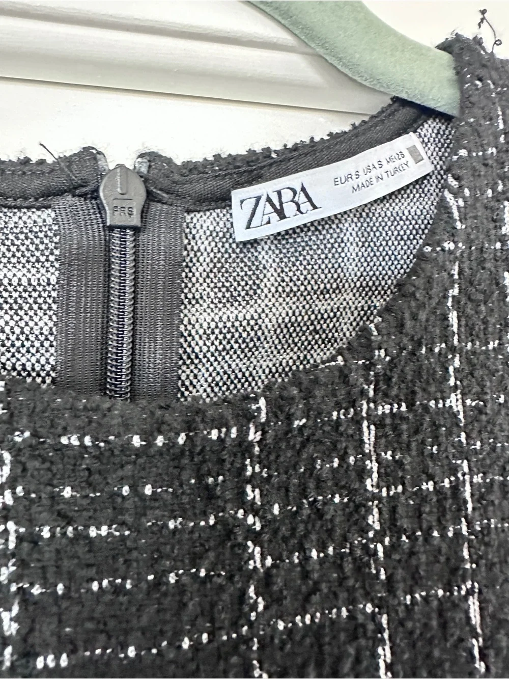 Zara Black and White Tweed Mini Dress Size S - Picture 2 of 16